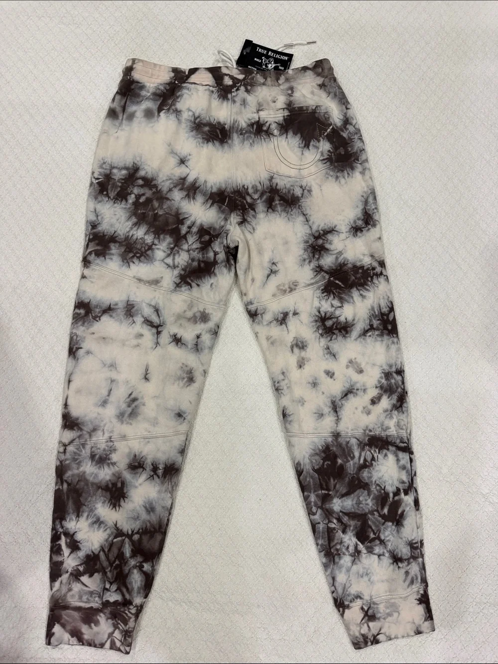 True Religion Gilden Beige & White Tie-Dye Joggers